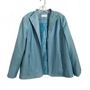 Alfred Dunner Aqua Blue Snake Print Suede Jacket Blazer Women’s XL 16/18